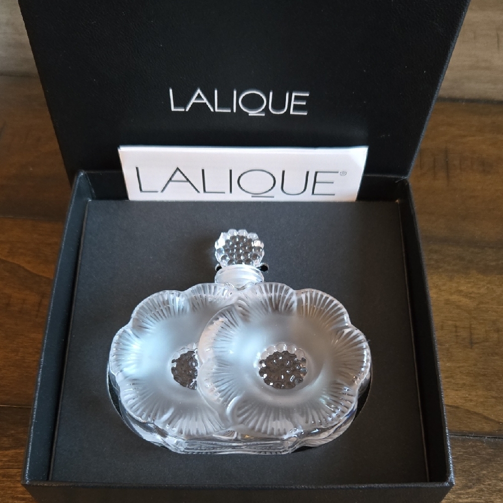 Lalique Frosted Crystal Floral Perfume Bottle